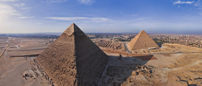 Great Pyramids of Giza. Pyramid of Khafre and Pyramid of Cheops